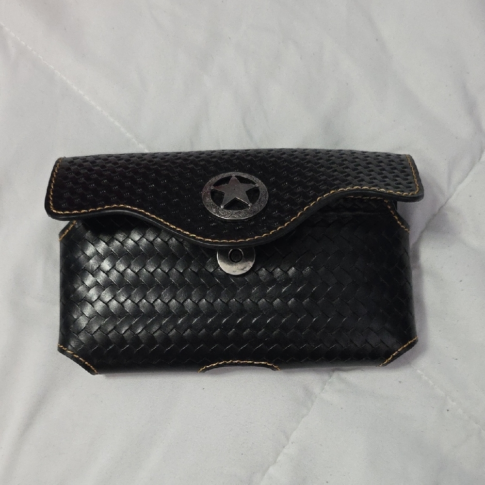 Black Woven Leather Men's Bag